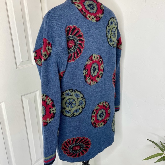 Oliver By Valentino Vintage Blue Paisley/Floral Unisex Sweater Size Large - Picture 8 of 15